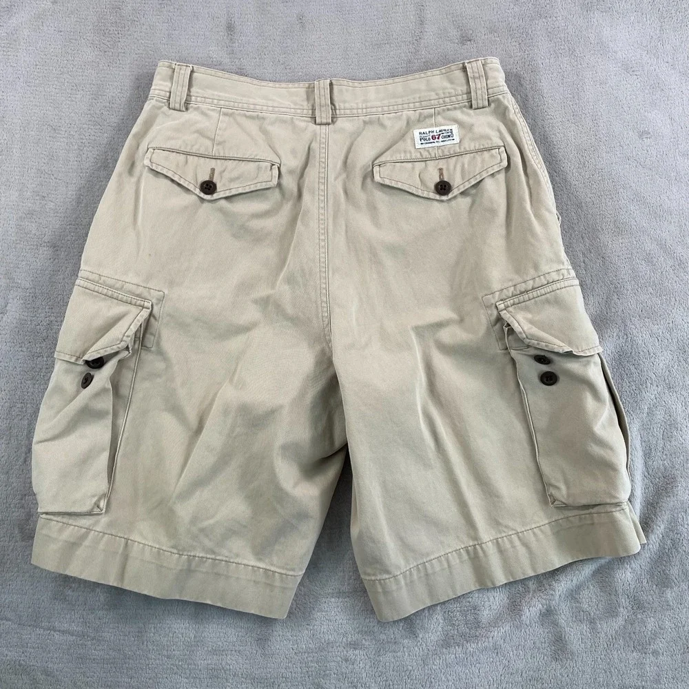 Polo Ralph Lauren 67 Chino‎ Cargo Shorts Men 30 (Tag 32) Beige Outdoors Hike